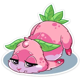 😔 Dessin animé, Rose, Animal, Mignon, Kawaii, Fraise telegram sticker