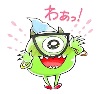 🐰 わぁっ! 괴물, 귀여운, 안경, 만화, 카와이, 일본 telegram sticker