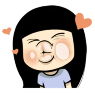 😚 Cartoon, Mädchen, Herzen, Süß, Liebe telegram sticker
