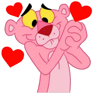 😍 Pink Panther cartoon, pink panther, love, hearts, animated telegram sticker