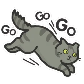 🏃 Go GO gato, atigrado, corriendo, vamos, animal, mascota telegram sticker