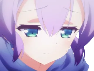 😞 anime, chica, pelo morado, triste, expresión telegram sticker