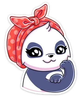 💪 Panda, Kartun, Kuat, Girl Power, Lucu, Binatang, Kerudung whatsapp sticker