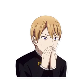 🤭 anime, chico, nervioso, sudando whatsapp sticker