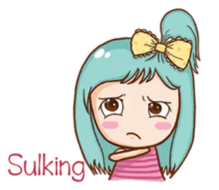 😕 Sulking Mädchen, schmollend, verärgert, Cartoon, traurig, Emotion telegram sticker