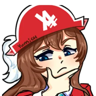 🤔 Yumich Anime, Mangá, Garota, Desenho animado, Chapéu vermelho, Bonito whatsapp sticker