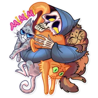 🤗 MIMIMI morte, ceifador, gatos, fofo, engraçado, adesivo, humor telegram sticker