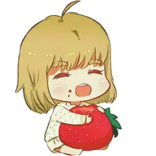 😋 клубника, каваи, ребенок, милый, мультфильм telegram sticker