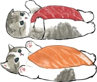 🍣 kucing, sushi, anak kucing, makanan, hewan, lucu, kocak, seni telegram sticker