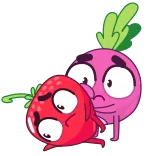 😟 Cartoon, Gemüse, Obst, Erdbeere, Rote Bete, Lustig, Verspielt telegram sticker
