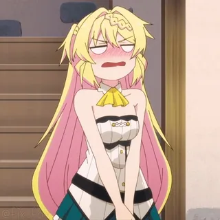 😫 ragazza anime, imbarazzato/a, cartone animato, arrossire, capelli biondi, anime telegram sticker