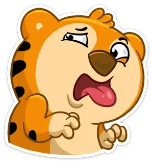 😝 dessin animé, tigre, animal, drôle, emoji, mème telegram sticker