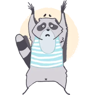 😦 raccoon, animal, sad, cute, cartoon, illustration telegram sticker