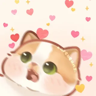 ✨ kupebeans. gato, corações, fofo, adesivo, kawaii telegram sticker