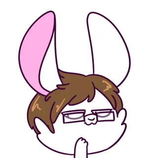😏 coniglio, orecchie, cartone animato, animazione, divertente, personaggio, occhiali, gesto telegram sticker