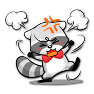 💢 en colère, raton laveur, dessin animé, mignon, émotionnel whatsapp sticker