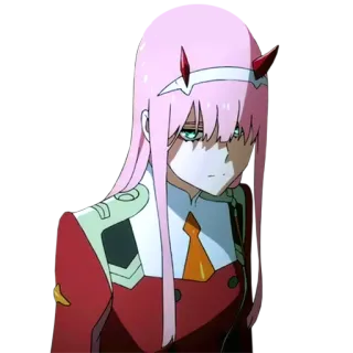 😠 Zero Two Darling in the Franxx Anime, Zero Two, Darling in the Franxx, Charakter, pinke Haare, Hörner telegram sticker