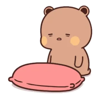 😴 หมี, เศร้า, หมอน, น่ารัก, การ์ตูน, สัตว์ telegram sticker