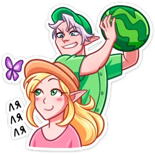 ⏺ ля ля ля Anime, Elfo, Fantasía, Sandía, Dibujos animados telegram sticker