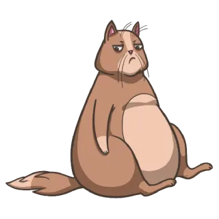 ☹️ cat, animal, sticker, cartoon cat, grumpy cat, domestic cat telegram sticker