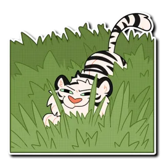 😈 tygrys, trawa, zwierzę, słodki, kreskówka telegram sticker