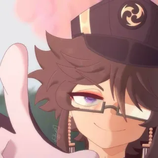 🌟 Anime, Personaje, Ilustración, Gafas, Saludando, Fanart whatsapp sticker