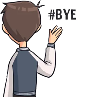 👋 #BYE bye, au revoir, signe de la main, adieu, ado, dessin animé telegram sticker