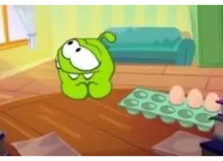 😜 Om Nom Cut the Rope mostro verde, cartone animato, caramella, gioco, carino telegram sticker