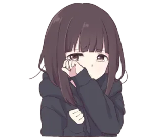🙁 Dziewczyna anime, Kreskówka, Smutny, Płaczący, Kawaii, Słodki, Manga telegram sticker