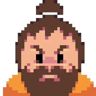 😠 pixel art, mężczyzna, broda, zły, twarz whatsapp sticker