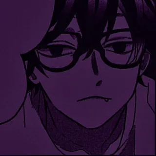 🛐 动漫, 眼镜, 漫画, 紫色, 男性, 卡通 telegram sticker
