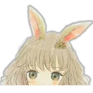 😶 orejas de conejo, chica anime, lindo, dibujos animados, conejo, kawaii, orejas telegram sticker