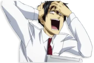 😂 anime, estresado, oficinista, exasperado, frustración telegram sticker