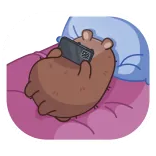 🤩 animal, cartoon, bear, sleeping, mobile phone, bed, lazy, relaxing telegram sticker