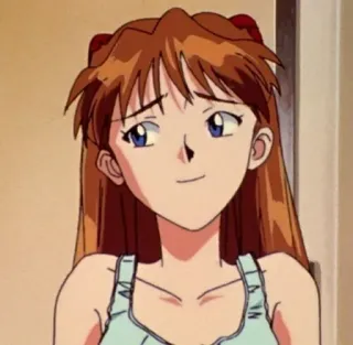 🙂 Asuka Langley Sohryu Neon Genesis Evangelion anime, cartoon, character, girl, smiling telegram sticker