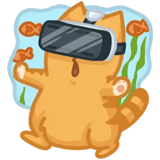 🐠 chat, réalité virtuelle, vr, poisson, aquarium, autocollant telegram sticker