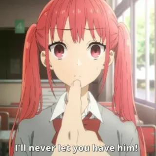 🙅‍♀ I'll never let you have him! anime, chica, pelo rojo, celos, amor, romance telegram sticker