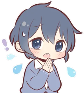 🙏 Аниме, Кавай, Милый, Парень, Умоляющий, Обеспокоенный, Персонаж, Чиби telegram sticker
