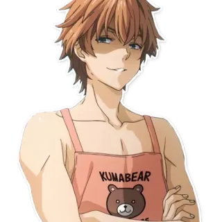 😈 KUMABEAR anime, character, apron, kumabear, brown hair telegram sticker