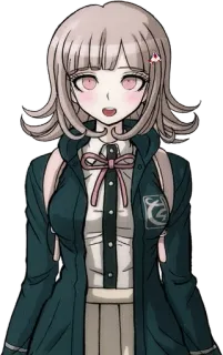 🌟 Chiaki Nanami Danganronpa Anime, Personagem, Video game, Rosa, Uniforme escolar, Garota, Danganronpa telegram sticker