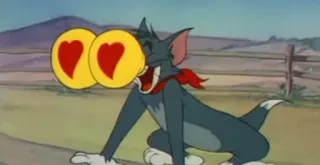 😍 Tom Cat Tom and Jerry gatto, amore, cuori, cartoni animati, animazione, divertente, carino telegram sticker