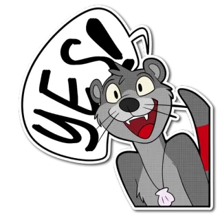 😃 YES! 동물, 만화, 수달, 네, 느낌표 telegram sticker