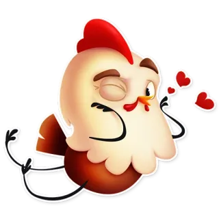 😘 pollo, amore, cuori, uccello, carino, cartone animato telegram sticker