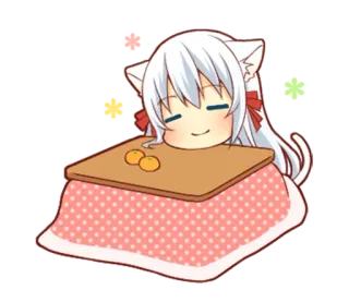 💆 Anime, Katzenmädchen, Süß, Kawaii, Cartoon, Digitale Kunst telegram sticker