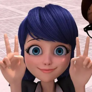 🐞 Marinette Dupain-Cheng Miraculous: Tales of Ladybug & Cat Noir Cartoon, Friedenszeichen, Animiert, Marienkäfer, Marinette telegram sticker