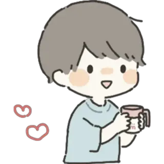 🥤 I'm милый, мальчик, кофе, сердце, мультфильм, каваи telegram sticker