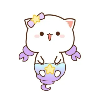 🐱 kawaii, mignon, chat, chaton, étoile, dessin animé, animal telegram sticker