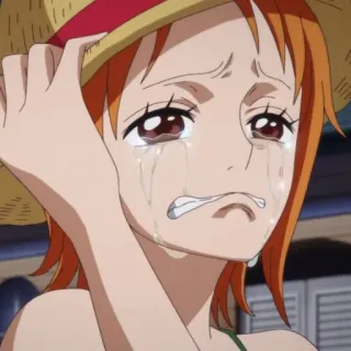 😭 Nami One Piece 动漫, 哭泣, 悲伤, 女孩, 漫画 telegram sticker