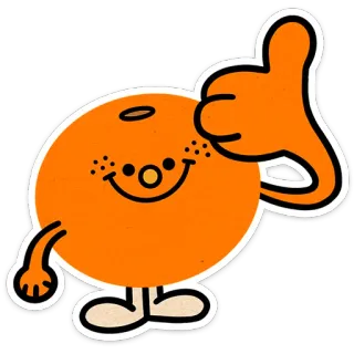 👍 Kartun, Oranye, Karakter, Jempol ke atas, Positif, Ilustrasi telegram sticker
