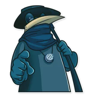 👇 pestdokter, wijzen, wapen, vogel, hoed, handschoen, masker telegram sticker
